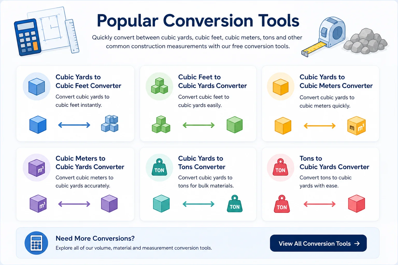 Volume and material conversion tools