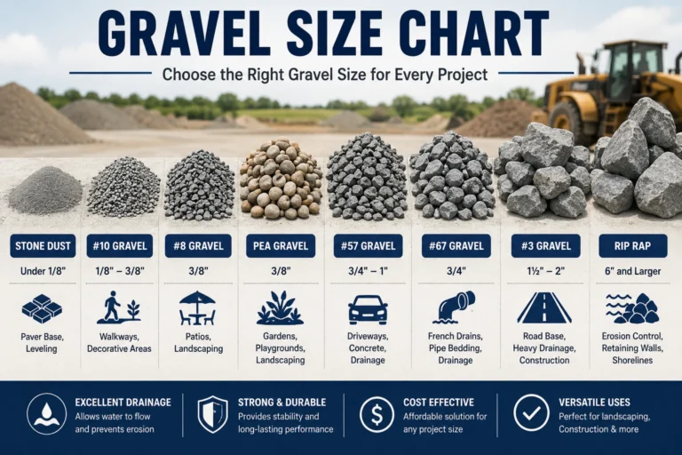 Gravel Size Chart showing common gravel sizes